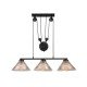 Industrial Pulley triple pendant lamp with Edison bulbs Pottery Barn black color front view