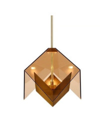 Maxhedron single pendant lamp Roll & Hill cognac color front view