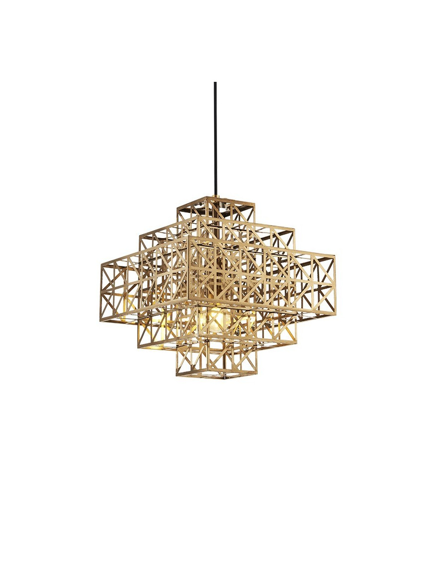 GRIDLOCK Pendant lamp Roll & Hill brass color Diam 31cm front view