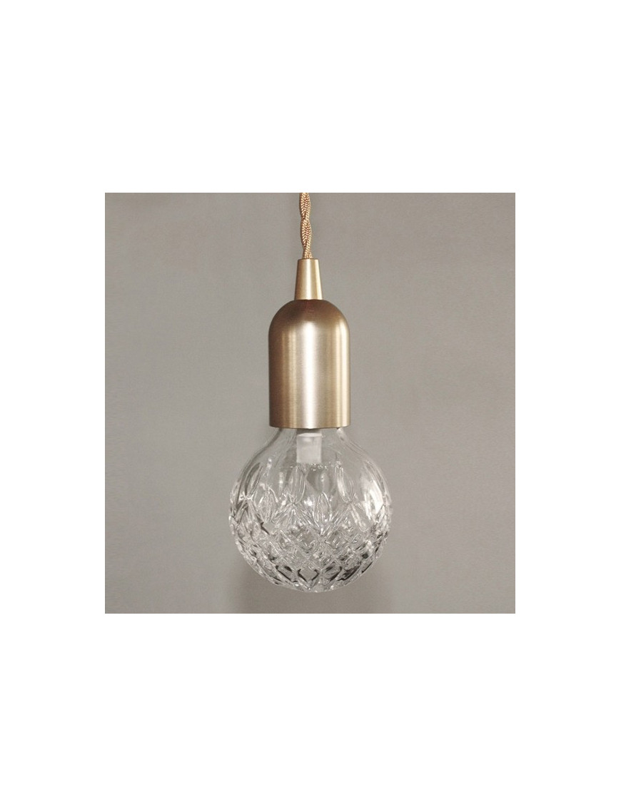 Crystal bulb LED pendant lamp Lee Broom Iron 1 light front view