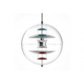 Globe pendant lamp Verpan structure in chrome color front view