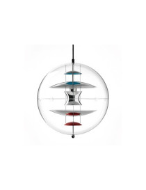 Globe pendant lamp Verpan structure in chrome color front view