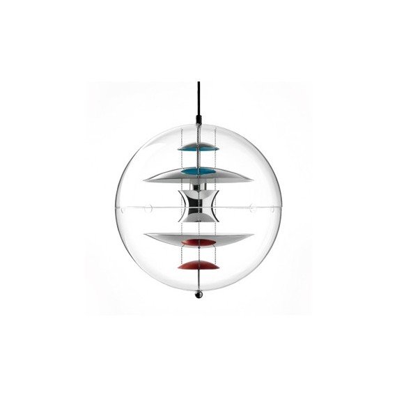 Globe pendant lamp Verpan structure in chrome color front view