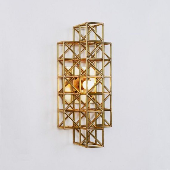 GRIDLOCK wall lamp Roll & Hill gold color front view