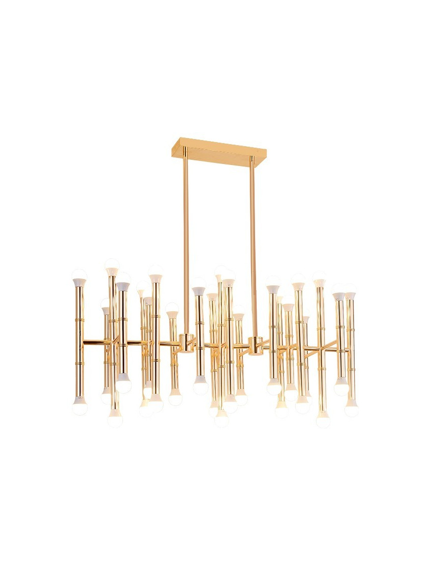 Meurice Rectangle Chandelier gold color front view Meurice Rectangle Chandelier gold color front view
