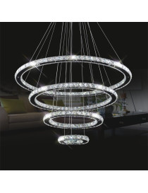 Circle crystal LED Pendant lamp 4 ring Swarovski chrome color front view