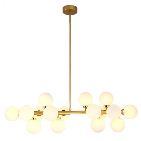 Mimosa Linear pendant lamp Atelier Areti brass color front view
