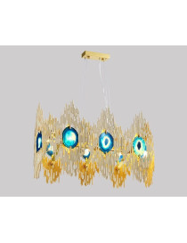 VIVRE LED Rectangular Chandelier Koket gold color front view