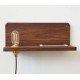 Frame 90 wall lamp with Shelf in walnut Frama walnut color front view