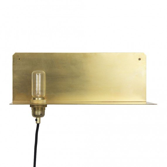 Frame 90 wall lamp with Shelf in brass Frama gold color front view