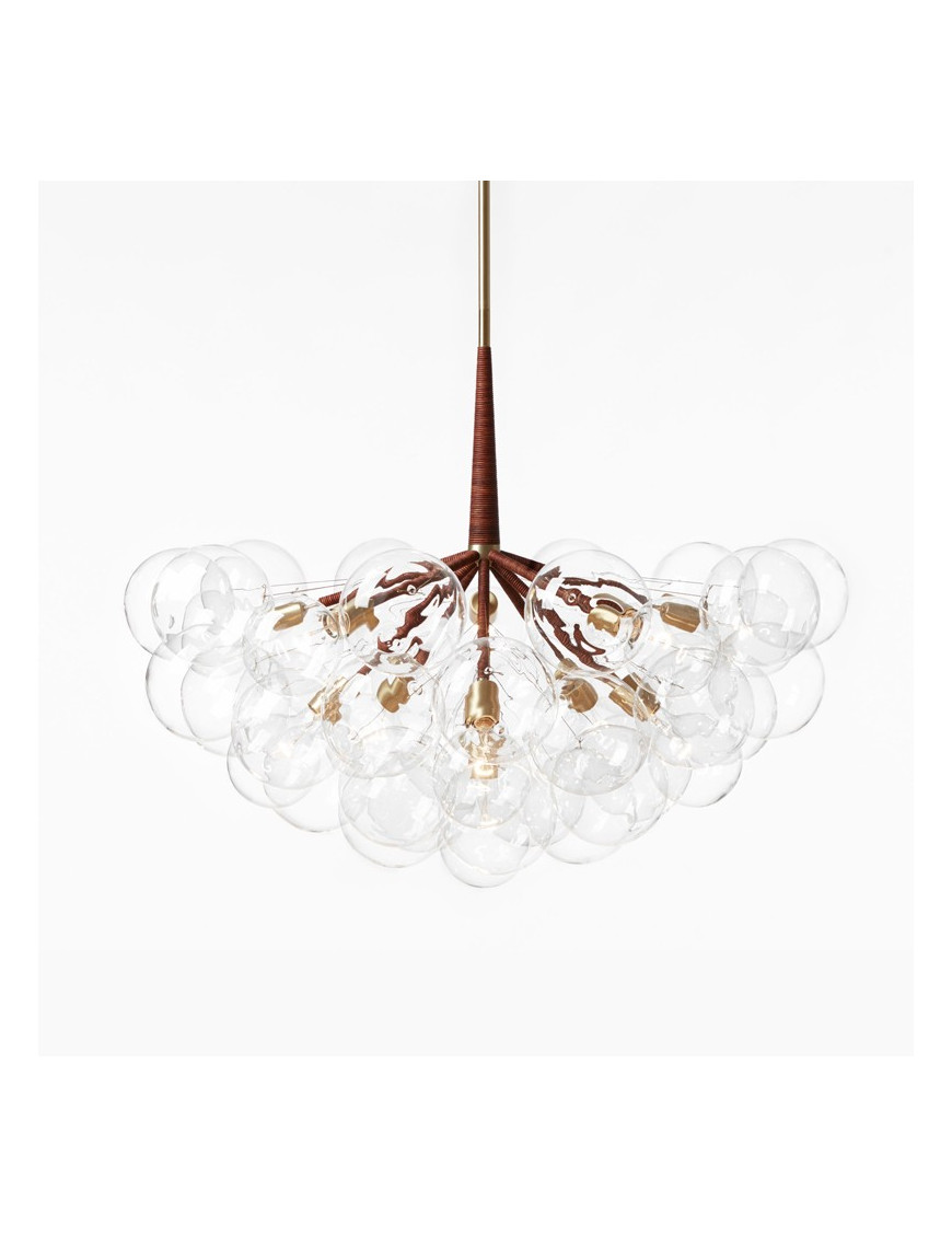 Jumbo 29 BUBBLE CHANDELIER PELLE brown color front view Jumbo 29 BUBBLE CHANDELIER PELLE brown color front view