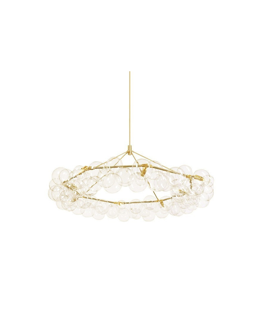 Wreath BUBBLE CHANDELIER LED PELLE brass color front view Wreath BUBBLE CHANDELIER LED PELLE brass color front view