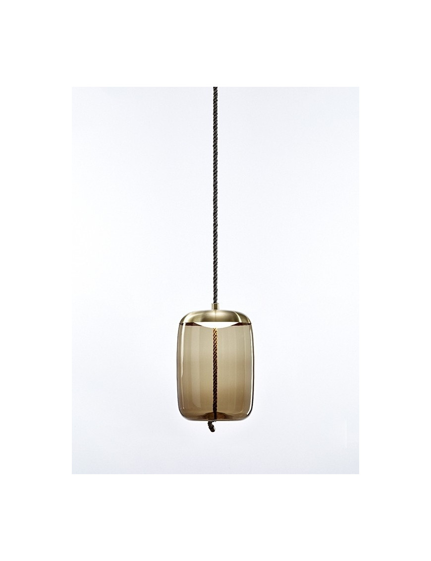 Knot Cilindro LED pendant lamp Brokis smoke color front view Knot Cilindro LED pendant lamp Brokis smoke color front view