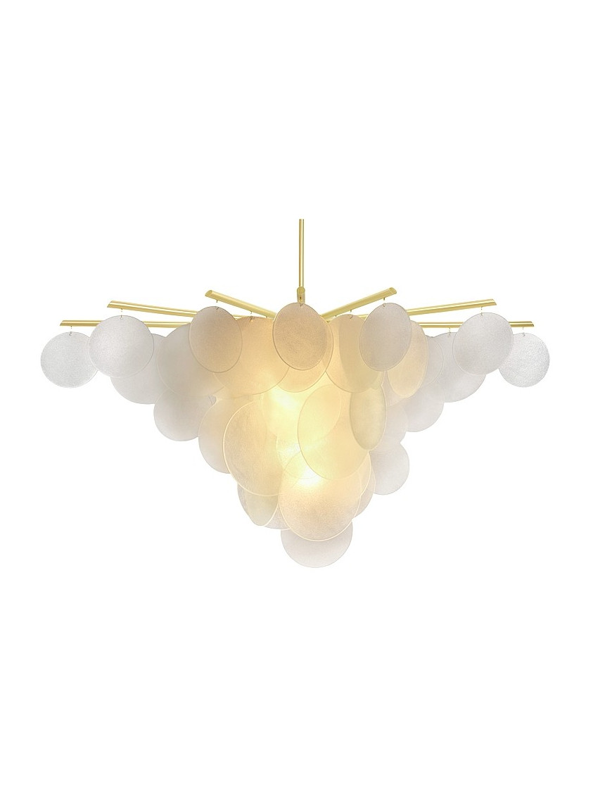 Nimbus Chandelier CTO lighting satin brass color front view Nimbus Chandelier CTO lighting satin brass color front view