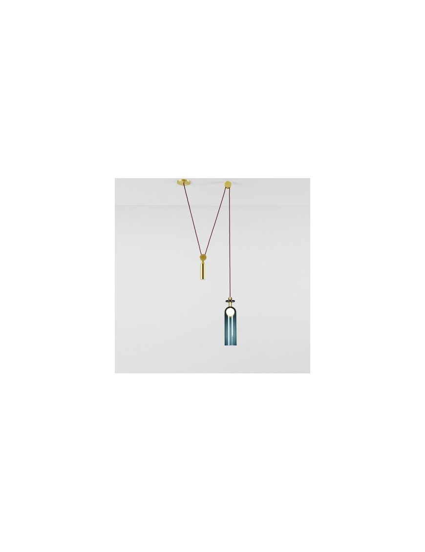 Shape Up Pendant lamp Cylinder Roll & Hill blue color front view Shape Up Pendant lamp Cylinder Roll & Hill blue color front view