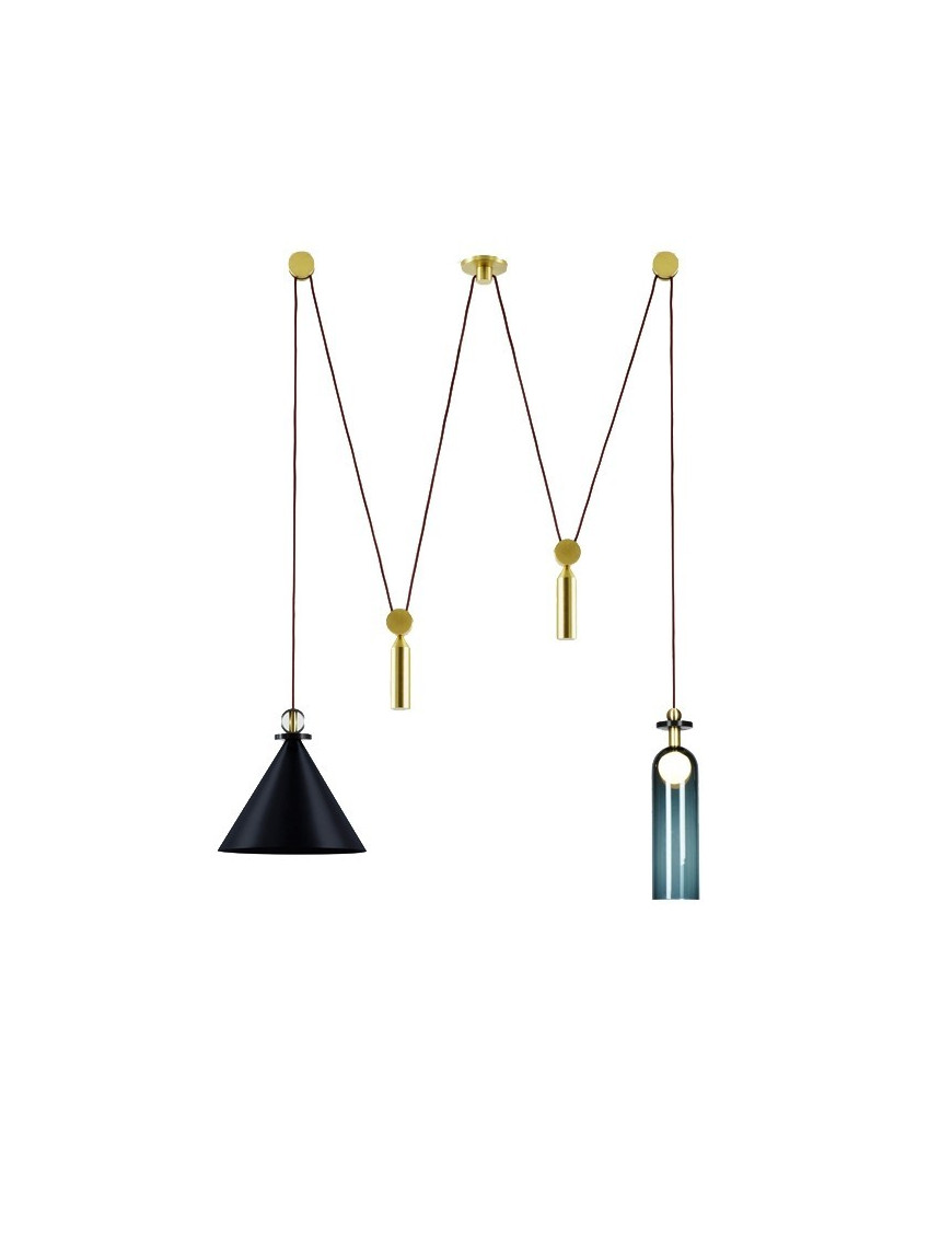 Shape Up Pendant lamp Double Roll & Hill black color front view Shape Up Pendant lamp Double Roll & Hill black color front view