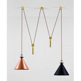 Shape Up Pendant lamp Double cone+cylinder Roll & Hill black & copper color front view