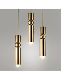 Fulcrum LED Chandelier Lee Broom gold color 3 lights front view