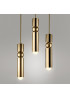 Fulcrum LED Chandelier Lee Broom gold color 3 lights front view