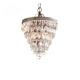 Clarissa Crystal Drop small Round Chandelier Pottery Barn brass color front view