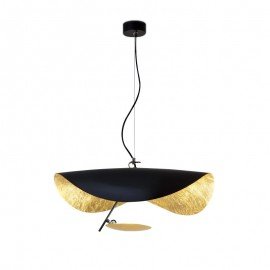 Lederam Manta LED PENDANT LAMP Catellani & Smith black & gold color front view