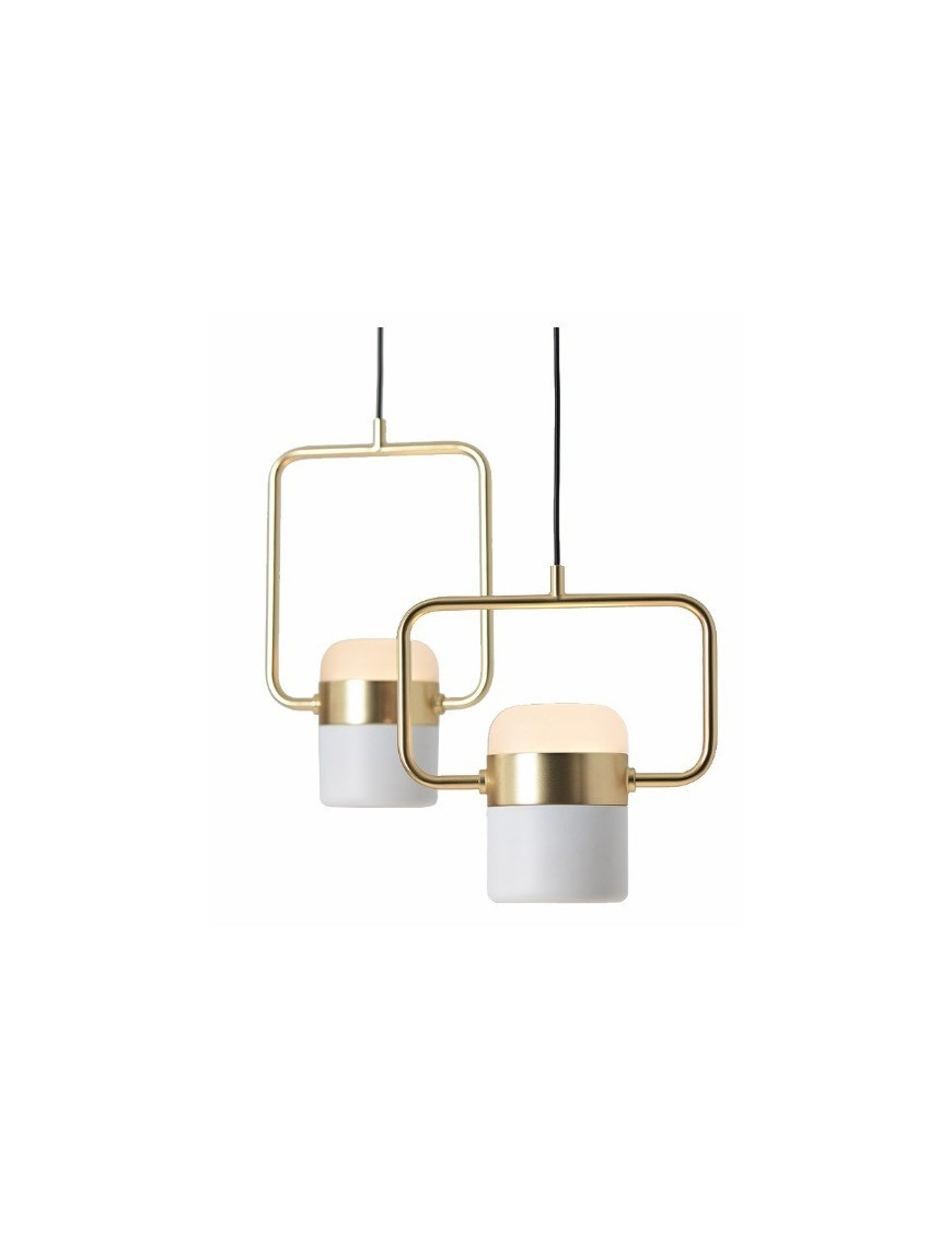 LING LED PENDANT LAMP 1 light Seed Design white + brass color front view LING LED PENDANT LAMP 1 light Seed Design white + brass color front view