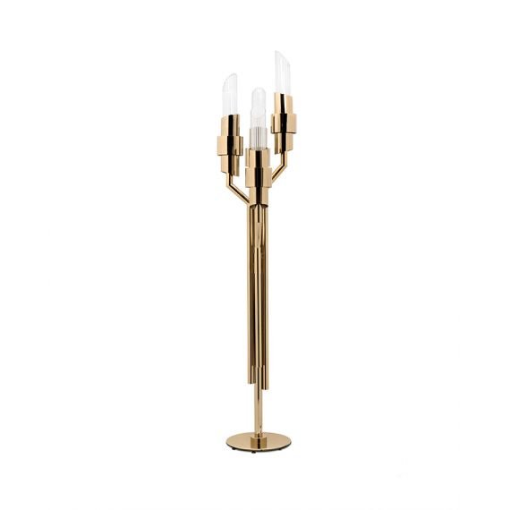 Tycho Floor Lamp Luxxu brass color front view
