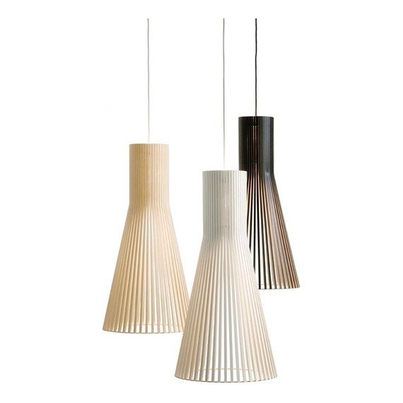 Secto 4200 pendant lamp Secto Design black color / white color / natural wood color front view