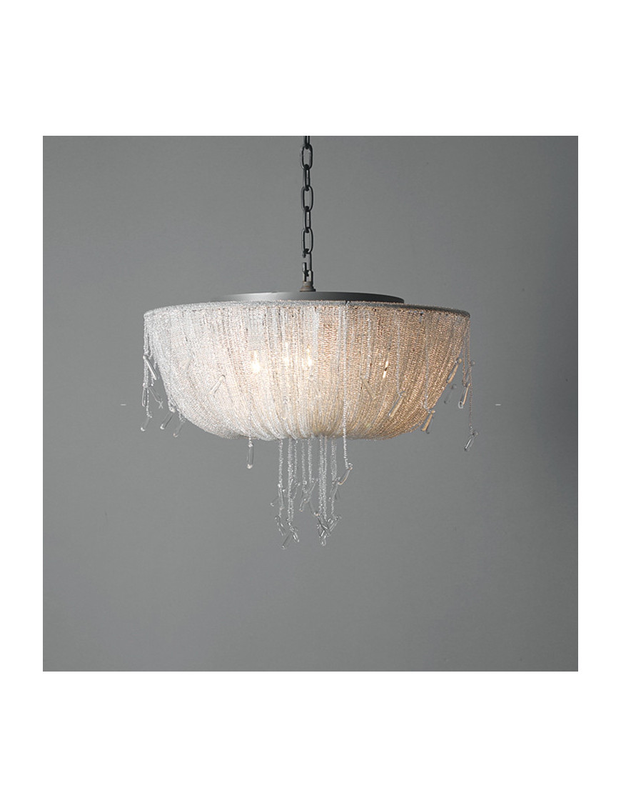 Allegra Clear Crystal Beaded Pendant Lamp - Luxury Lighting︱Woo Lighting