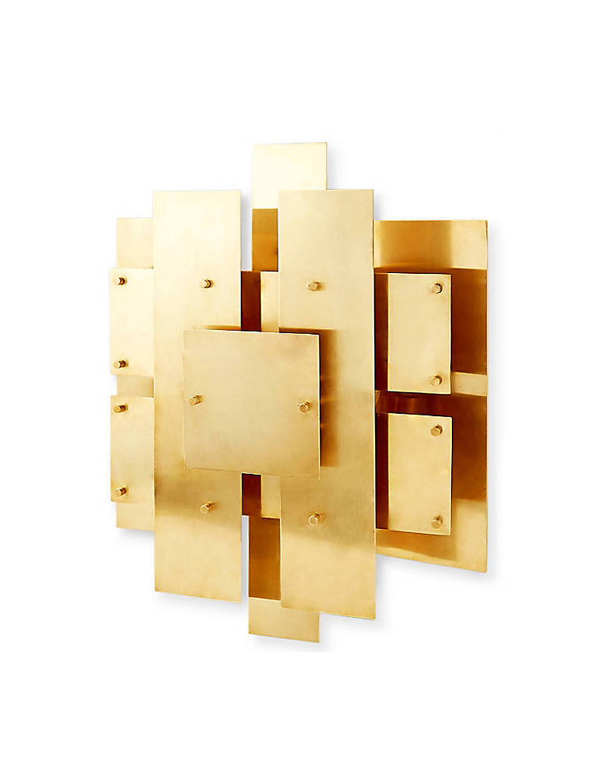 RH CONSTRUCTIVIST BRASS PANEL WALL LAMP