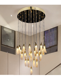 EGGPLANT QUARTZ CLUSTER ROUND LED CHANDELIER