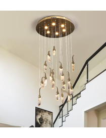 EGGPLANT QUARTZ CLUSTER ROUND LED CHANDELIER