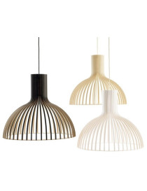 Victo 4250 pendant lamp Secto Design black color / white color / natural wood color front view