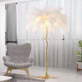 Ostrich Feather Palm Tree Floor Lamp - Elegant Luxury Lighting︱Woo Lighting