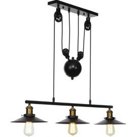 Industrial Iron Pulley triple pendant lamp with Edison bulbs
