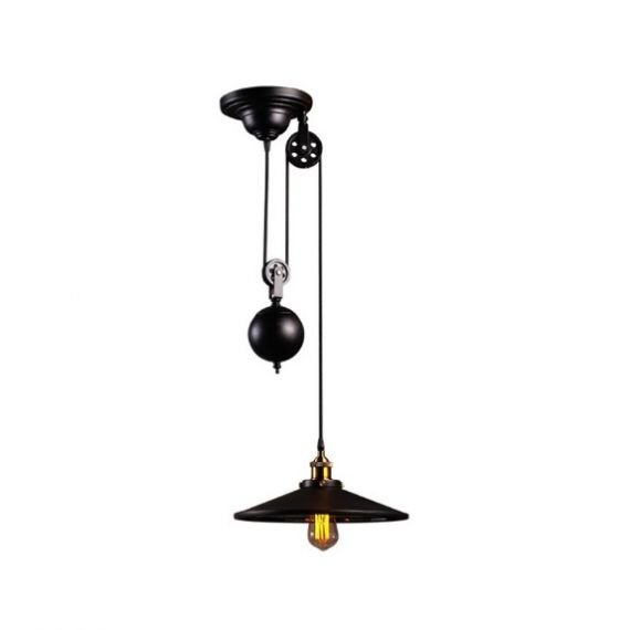Industrial Iron Pulley single pendant lamp with 1 Edison bulbs