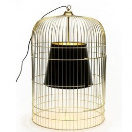 Sunset table lamp Ascète golden cage black lampshade front view