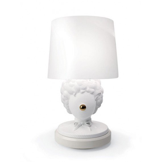 Clown table lamp Lladro white color shade in white front view