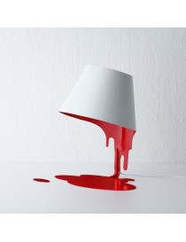 Liquid table lamp red inside the shade with white outside front view