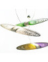 Titania pendant lamp Luceplan polycarbonate silk screened in red / blue / yellow front view