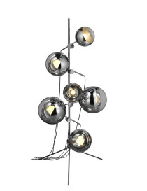 Mirror ball tripod floor lamp Tom Dixon chrome color front view