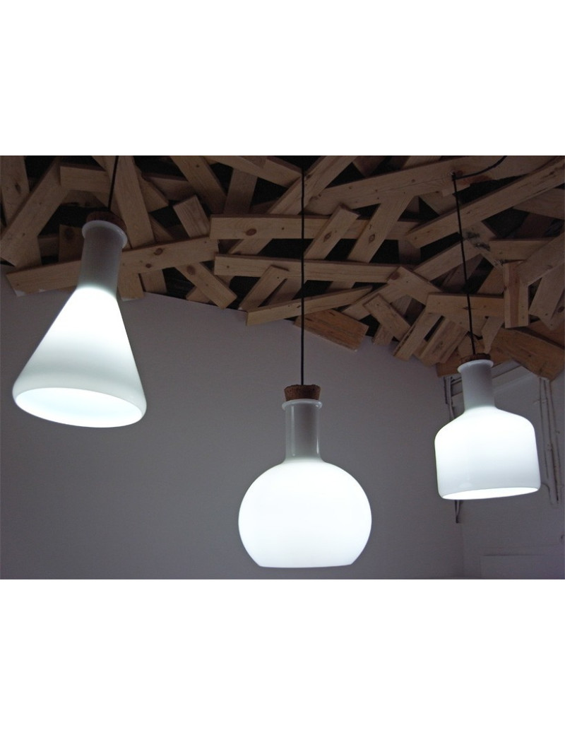 Labware pendant lamp Authentics white color Conical / Sphere / Cylinder S side view Labware pendant lamp Authentics white color Conical / Sphere / Cylinder S side view