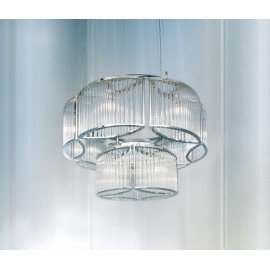 Stilio chandelier 2 tier Licht im Raum silver color Diam 70cm front view