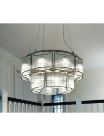 Stilio chandelier 2 tier Licht im Raum silver color Diam 79cm front view