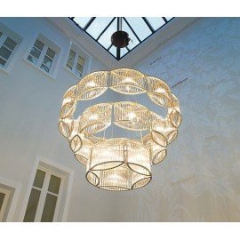 Stilio chandelier 2 tier Licht im Raum gold color Diam 90cm front view