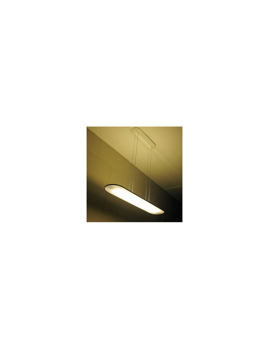 Float linear pendant lamp Artemide white color L front view Float linear pendant lamp Artemide white color L front view