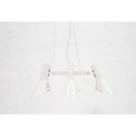 Arne Jacobsen AJ pendant lamp Louis Poulsen white color 3 bulbs side view