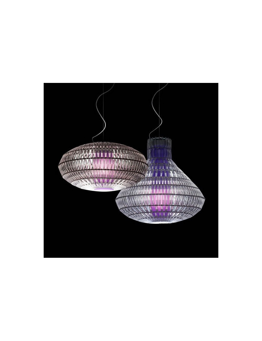 Tropico Bell pendant lamp Foscarini purple color side view Tropico Bell pendant lamp Foscarini purple color side view