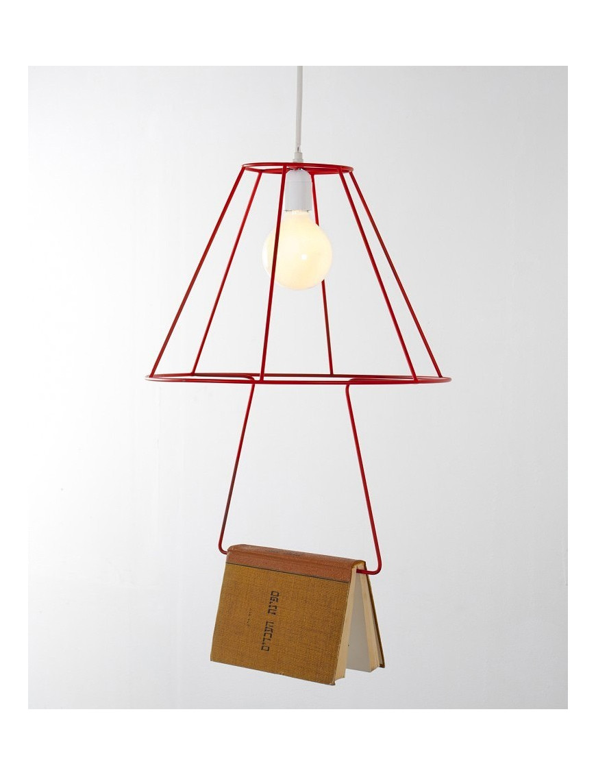 Book pendant lamp Groupa Studio red color front view