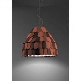 Roofer pendant lamp Fabbian brown color Diam 58cm front view